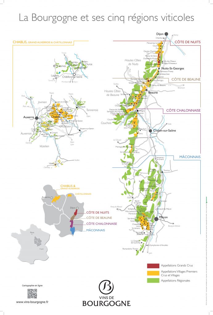 Carte des vignobles de Bourgogne